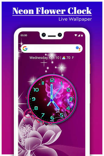 Neon Flower Clock Live Wallpaper screenshot 3