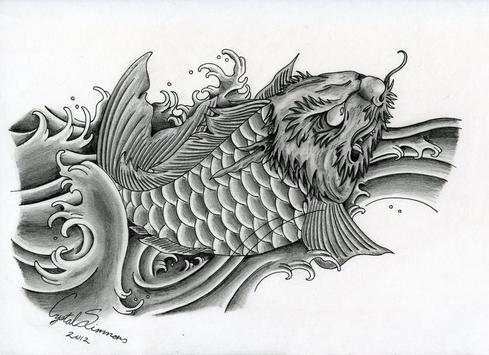Koi Fish TattooDesingWallpaper 2 تصوير الشاشة