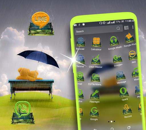 Rainy Teddy Launcher Theme screenshot 2