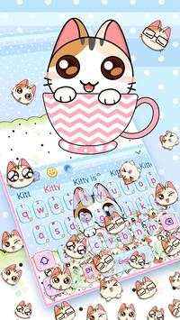 Cute 3D Cup Cat Keyboard Theme screenshot 1
