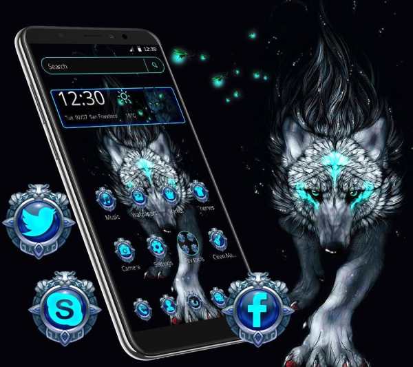 Blue Wild Thunder Wolf Theme скриншот 2