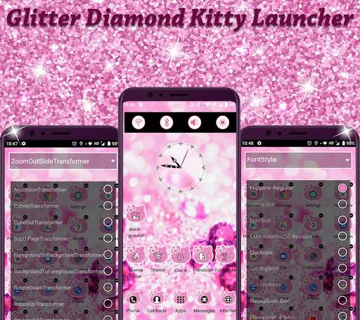 Glitter Diamond Kitty Launcher screenshot 7