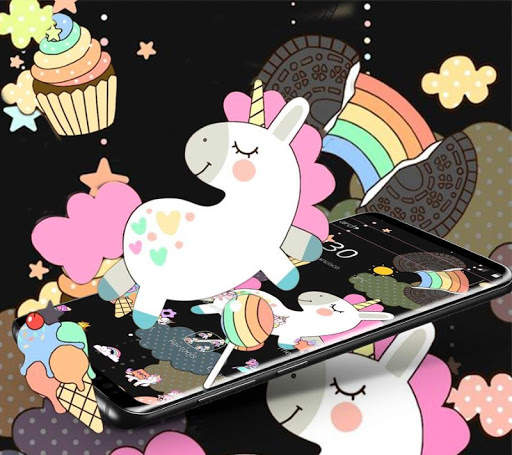 Black Cartoon Cute Unicorn Theme screenshot 4