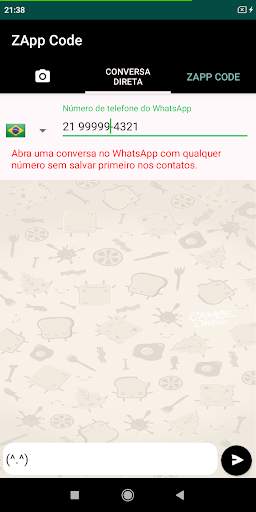 ZApp Code: Chat Sem Add em Contatos no WhatsApp screenshot 2