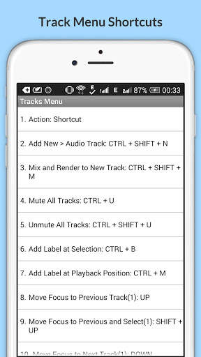 Gratis Audacity Scorciatoie screenshot 22