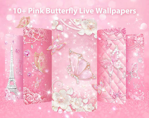 Pink Butterfly Live Wallpaper & Launcher Themes screenshot 1