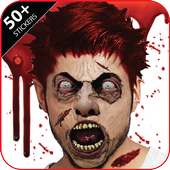 Scary zombie booth photo editor logo