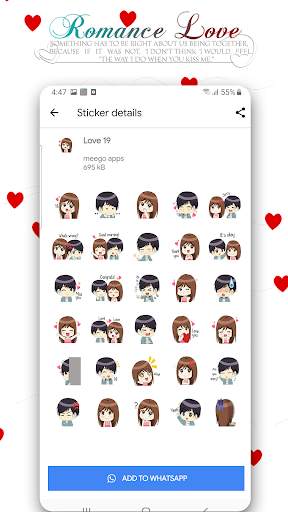 Couple Love Romance Sticker Packs : WAStickerApps screenshot 8