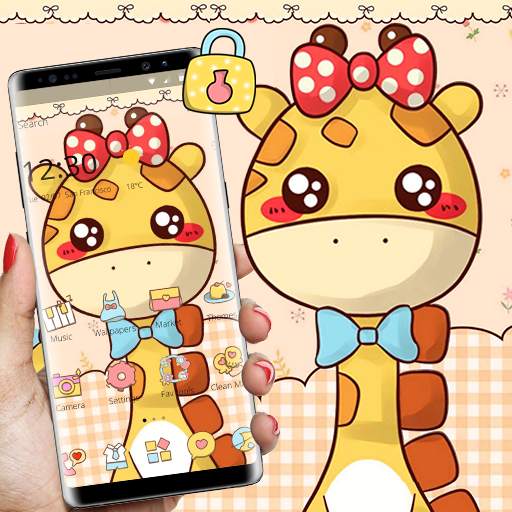 Cute Cartoon Giraffe Bowknot Theme 1.1.3