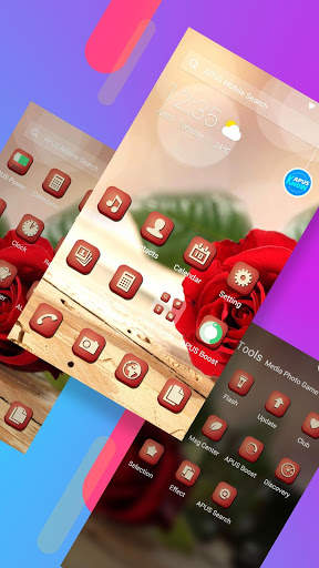 Red rose love - APUS Launcher theme screenshot 2