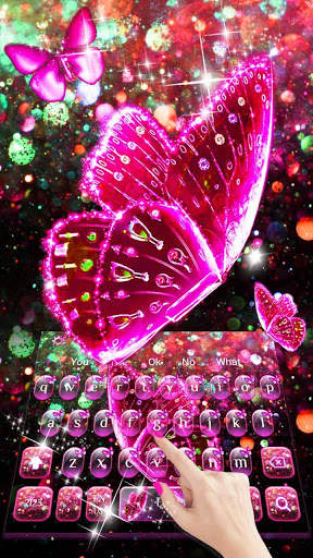 Pink Glitter Butterfly Keyboard Theme screenshot 2