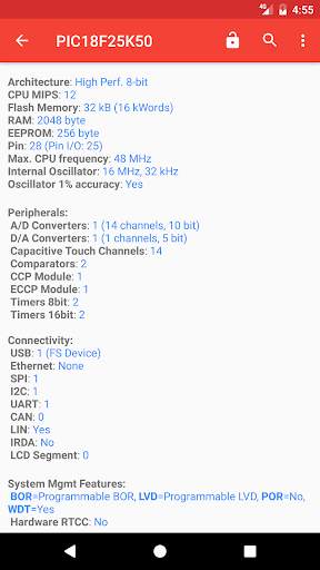 PICmicro Database screenshot 2