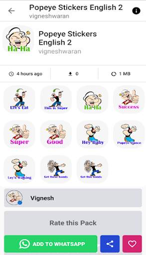 Popeye Stickers for WhatsApp - WAStickerApps screenshot 3
