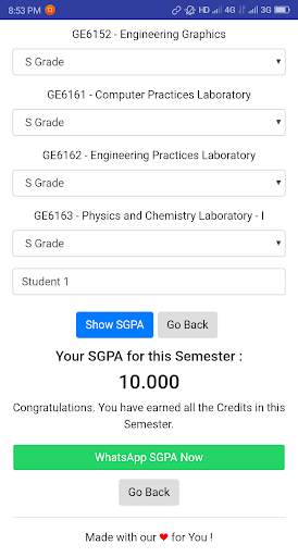 AU CGPA Calculator screenshot 2