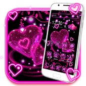 Neon pink heart theme icon