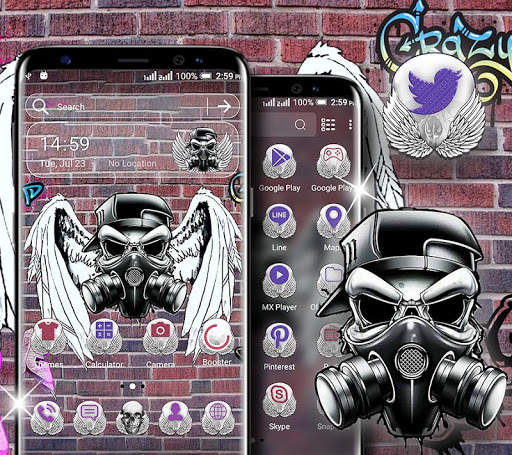 Skull Graffiti Launcher Theme screenshot 1