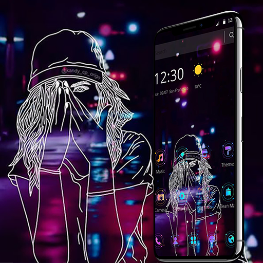 Neon Sad Girl Theme icon