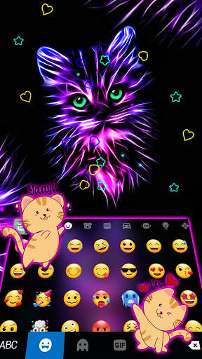 Klawiatura motywów Purple Neon Cat screenshot 3