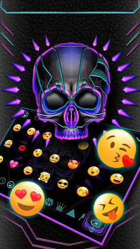 Neon Violet Tech Skull Keyboard screenshot 3
