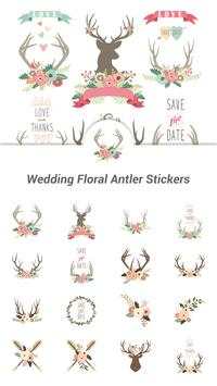 Wedding Floral Antler Stickers 1 تصوير الشاشة