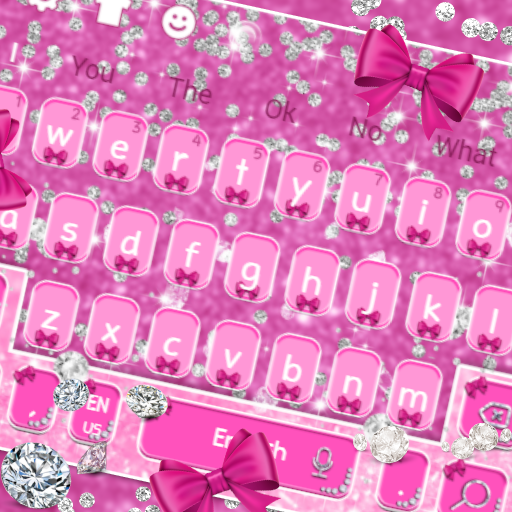 Glossy Shine Pink Bow Diamond Keyboard Theme icon