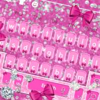 Glossy Shine Pink Bow Diamond Keyboard Theme logo