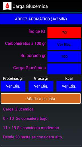 Índice glucém y la carga  Lite screenshot 2
