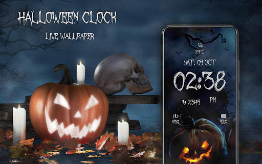 Halloween Spooky Digital Clock Live Wallpaper screenshot 1