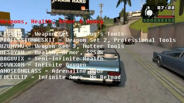 Cheats - GTA San Andreas screenshot 3