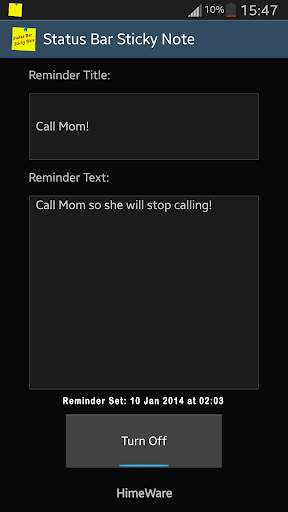 Status Bar Sticky Note screenshot 1