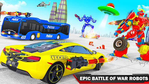 Flying Bus Robot Car War Games screenshot 2