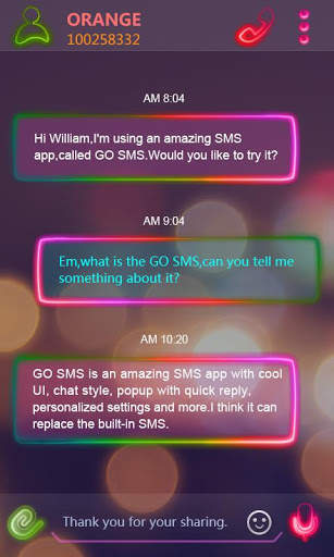 GO SMS PRO NEONLIGHT THEME screenshot 2
