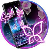 Glitter Neon Purple Butterfly Keyboard Theme on 9Apps