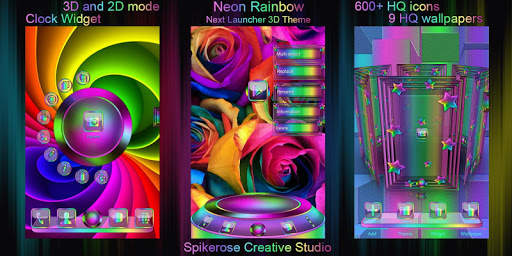 Neon Rainbow 3D Next Launcher theme screenshot 2