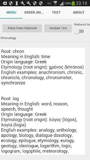 Greek and Latin roots finder screenshot 3