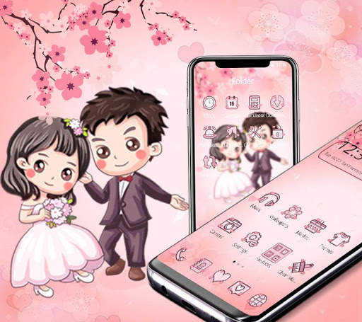 Cartoon Couple Love Wedding Theme💑 screenshot 3