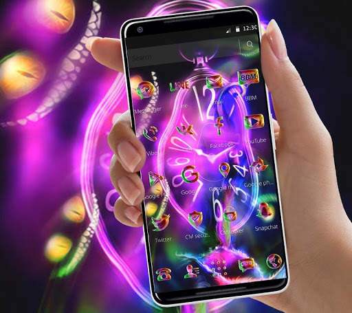 Neon Purple Clock Monster Theme screenshot 2