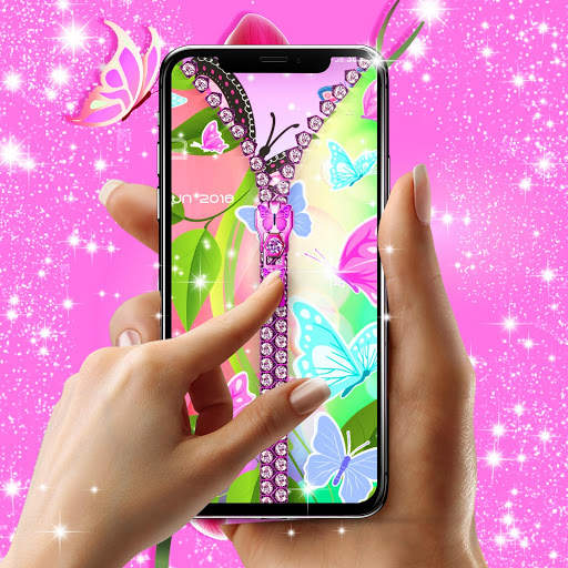 Cute pink butterflies lock screen screenshot 3