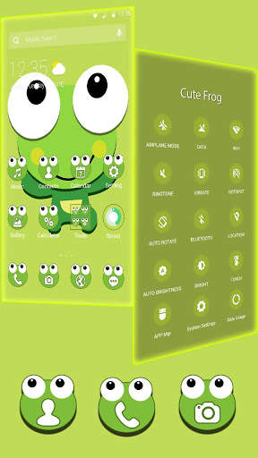 Big Eyes Cute Cartoon Frog Theme 3 تصوير الشاشة