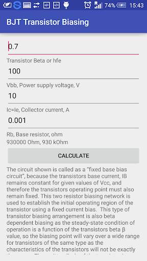 Transistor Biasing Calc screenshot 4