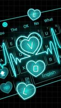 Neon Blue Love Heart Keyboard 2 تصوير الشاشة