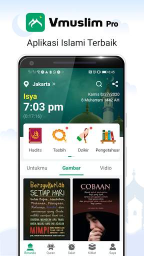 Jadwal shalat, Qur'an, azan & Kiblat Vmuslim Pro screenshot 1