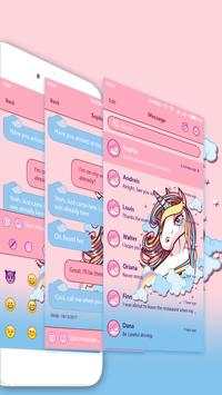 Cute Unicorn SMS Theme – Rainbow Unicorn Cartoon screenshot 1
