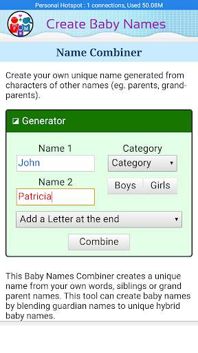 Baby Name Generator (Mom   Dad =Baby ) Suggestions screenshot 2