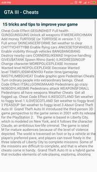 Grand GTA III Cheats screenshot 3