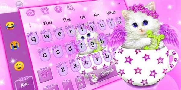 Lovely Pink Kitty Cat Keyboard Theme screenshot 6
