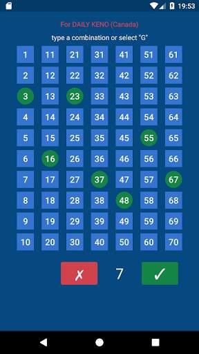 KENO - combinations statistics screenshot 2