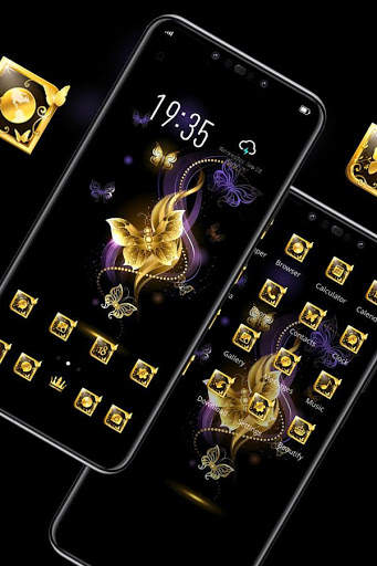 Tema bersinar kupu-kupu mewah emas untuk redmi screenshot 2