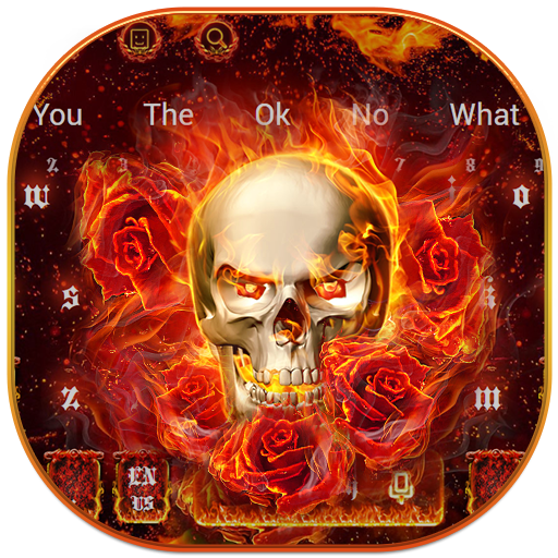 Burning Fire Rose Skull Keyboard Theme icon