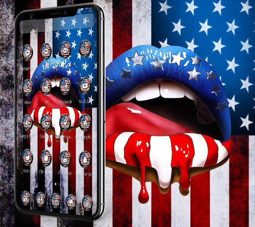 Vintage America Flag Lips Theme screenshot 3